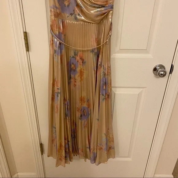 Lauren Ralph Lauren Pleated Metallic Floral Dress in Blush Multi - Picture 7 of 14